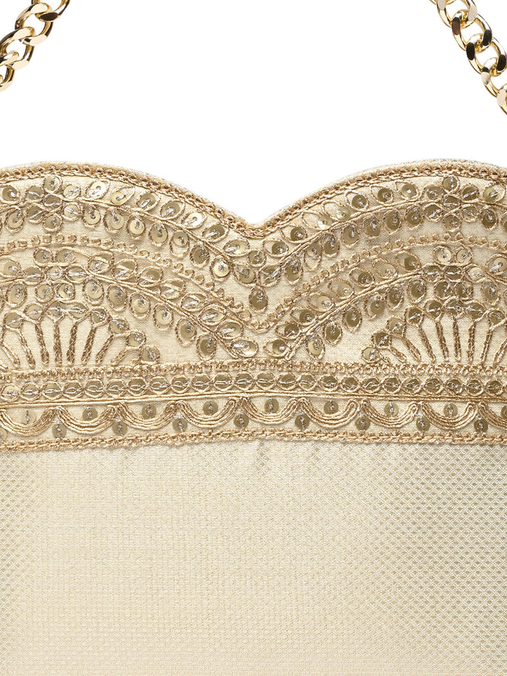 Rocia By Regal Gold Women Small Ethnic Lace Bag