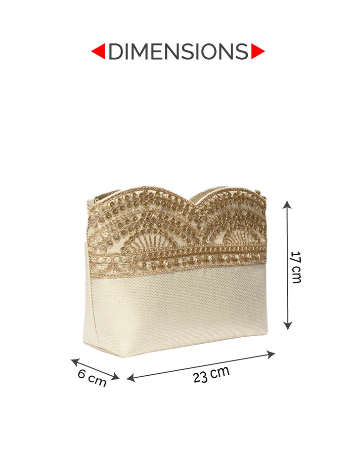 Rocia By Regal Gold Women Small Ethnic Lace Bag