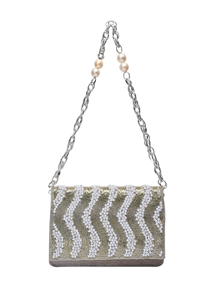 Rocia By Regal Silver Women Hand Embroidered Shoulder Bag