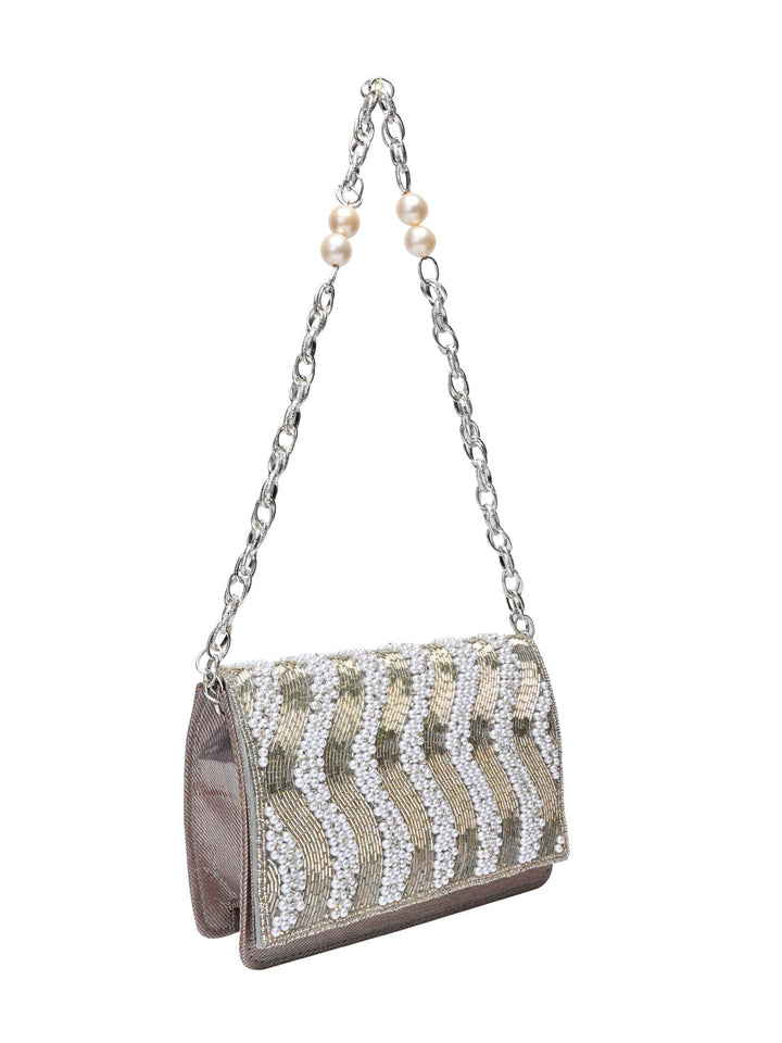 Rocia By Regal Silver Women Hand Embroidered Shoulder Bag
