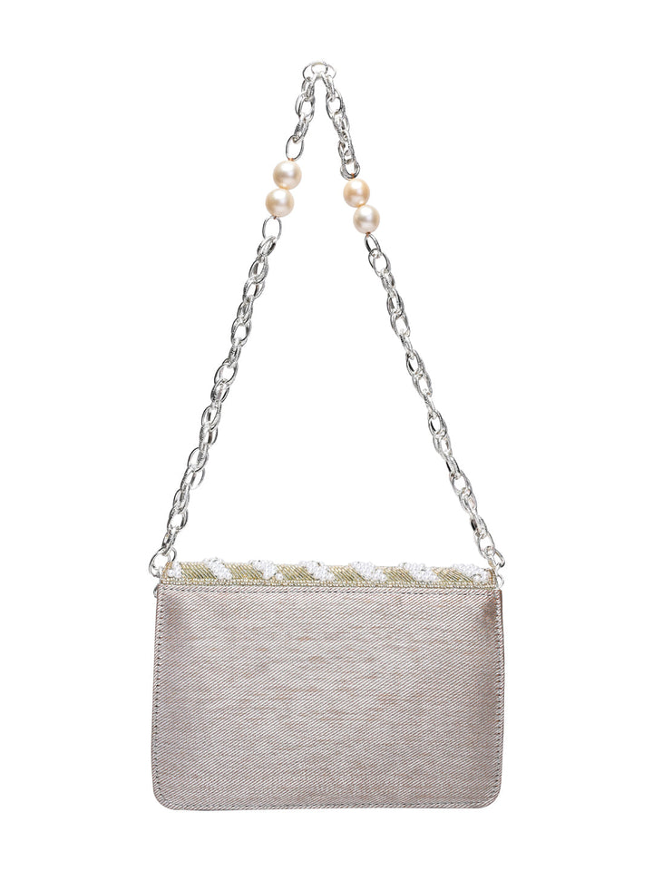 Rocia By Regal Silver Women Hand Embroidered Shoulder Bag