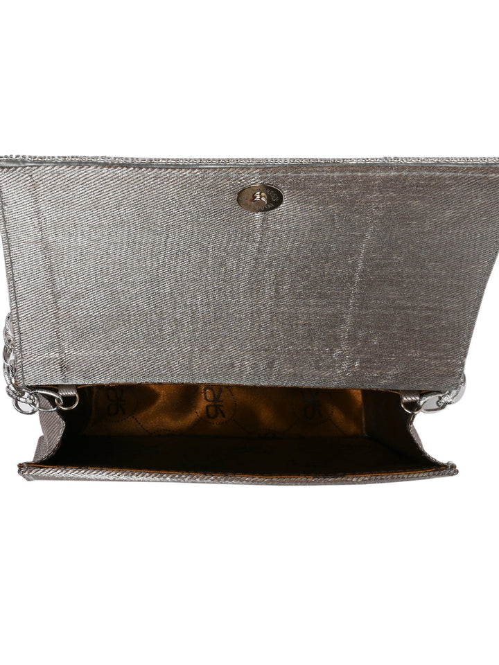 Rocia By Regal Silver Women Hand Embroidered Shoulder Bag