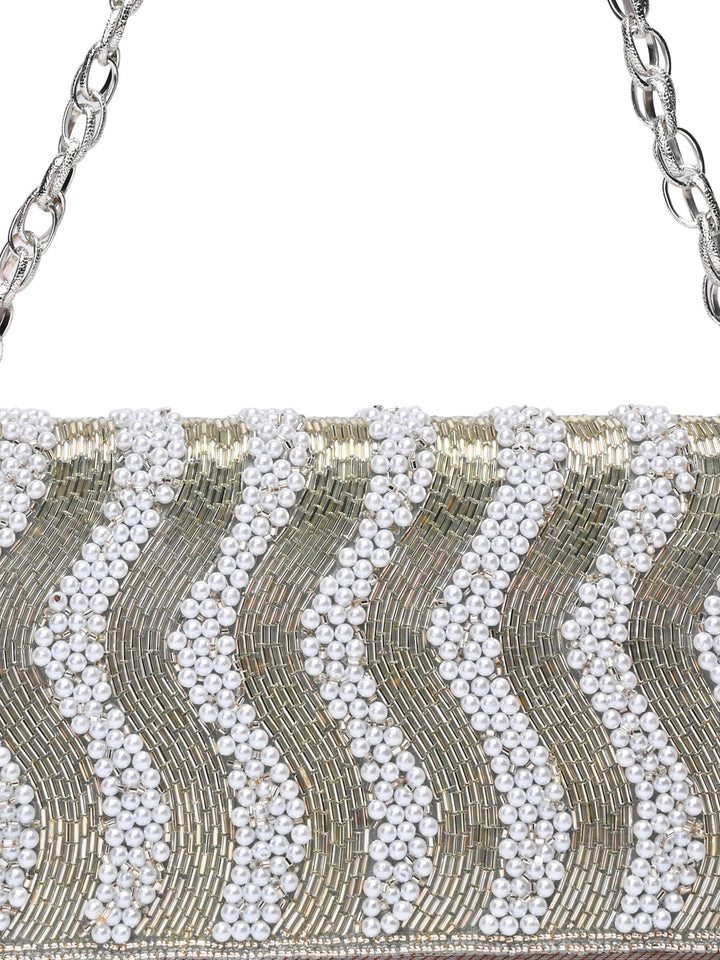 Rocia By Regal Silver Women Hand Embroidered Shoulder Bag