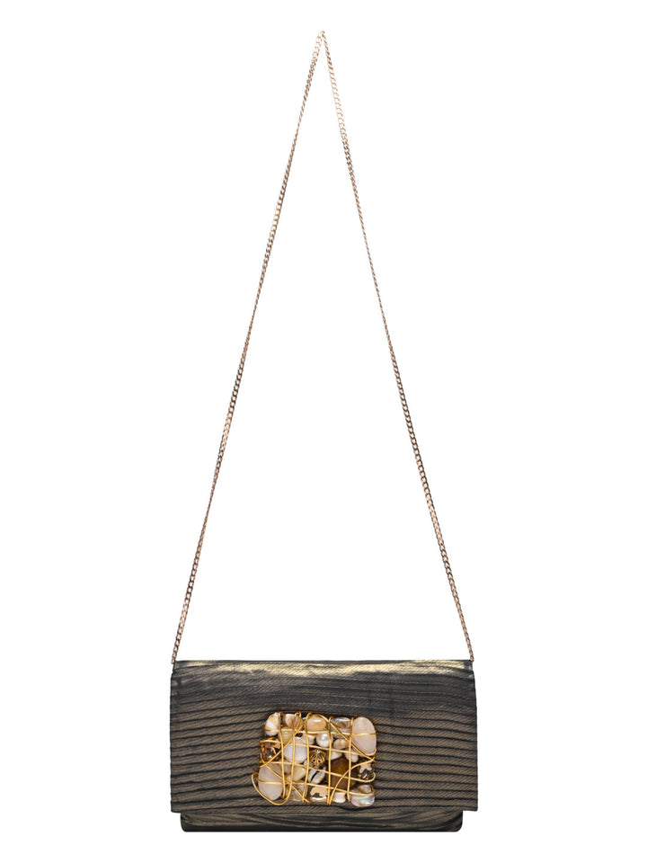 Rocia By Regal Grey Women Heavy Buckled Clutch