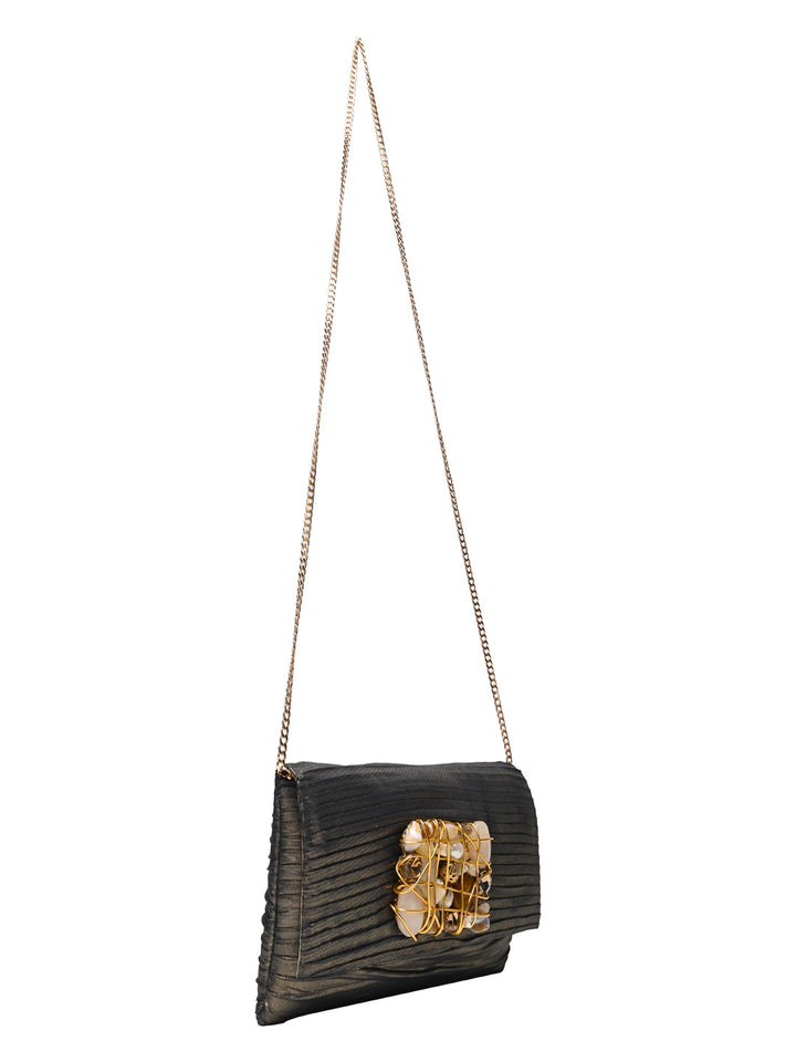 Rocia By Regal Grey Women Heavy Buckled Clutch