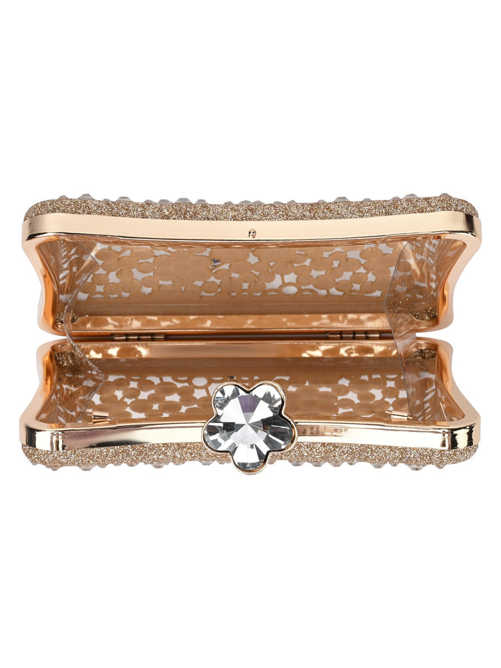 Rocia By Regal Gold Women Diamond Encrusted Metal Clutch