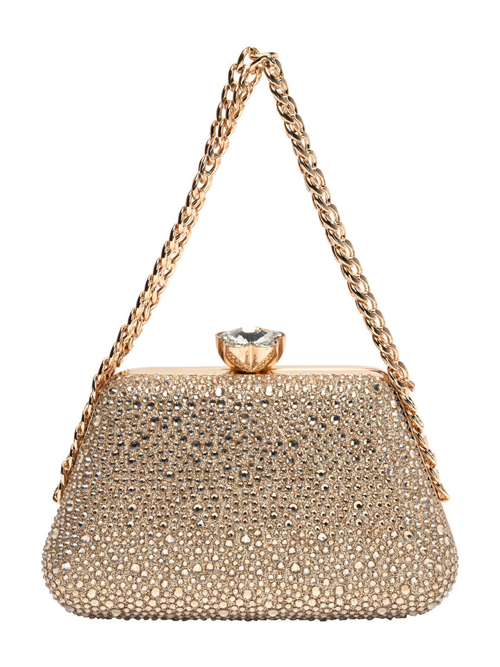 Rocia By Regal Gold Women Diamond Studded Metal Clutch