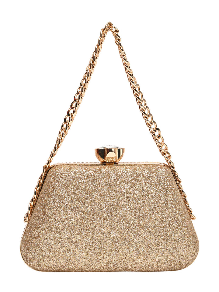 Rocia By Regal Gold Women Diamond Studded Metal Clutch