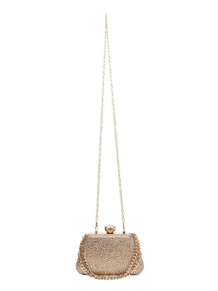 Rocia By Regal Gold Women Diamond Studded Metal Clutch