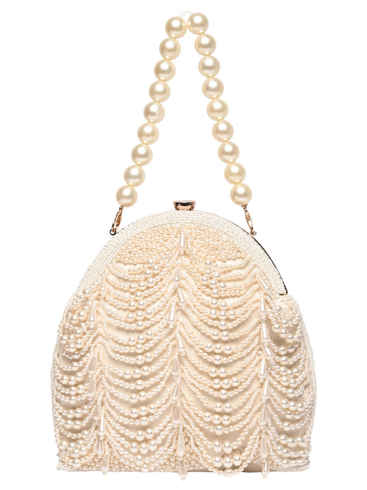 Rocia By Regal Ivory Women Pearl Work Potli