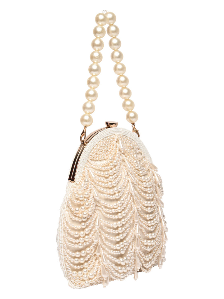 Rocia By Regal Ivory Women Pearl Work Potli