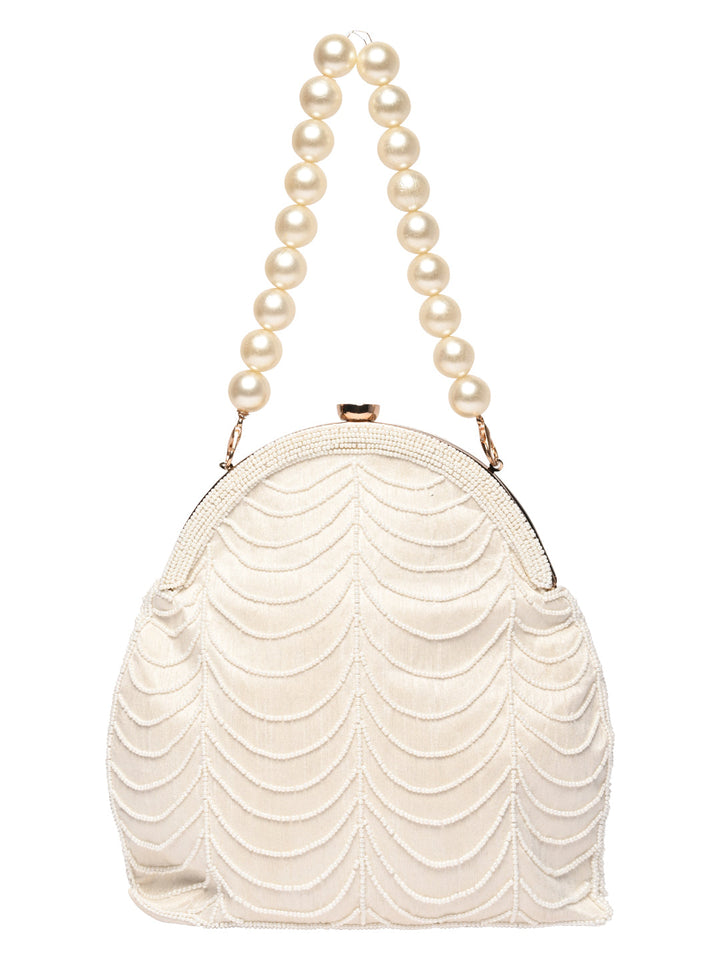 Rocia By Regal Ivory Women Pearl Work Potli