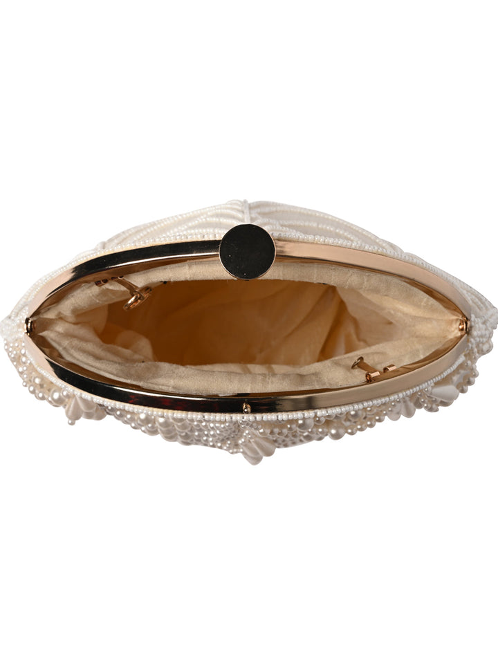 Rocia By Regal Ivory Women Pearl Work Potli