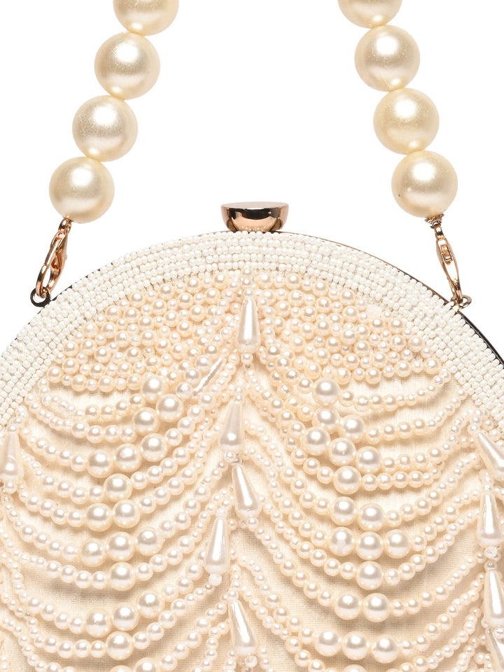 Rocia By Regal Ivory Women Pearl Work Potli