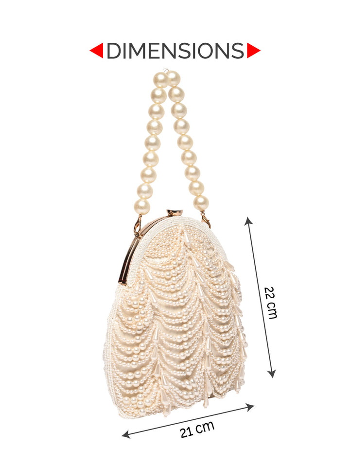 Rocia By Regal Ivory Women Pearl Work Potli