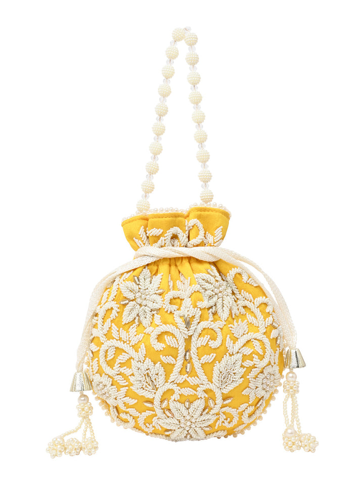 Rocia By Regal Yellow Women Embroidered Potli