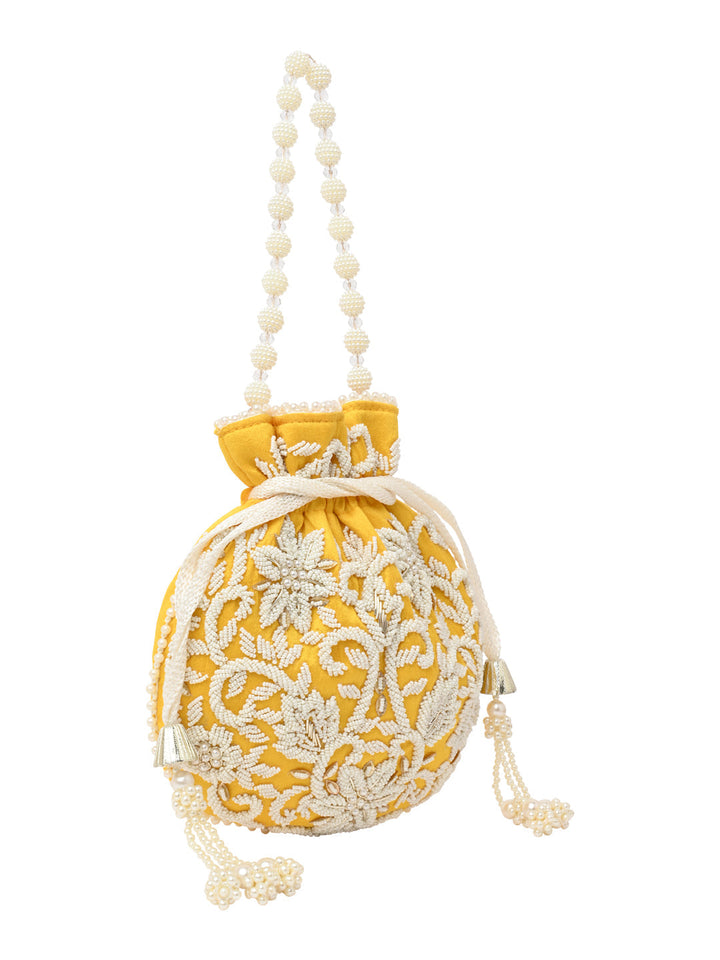 Rocia By Regal Yellow Women Embroidered Potli