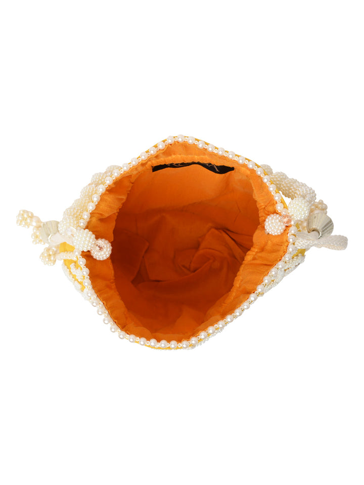 Rocia By Regal Yellow Women Embroidered Potli