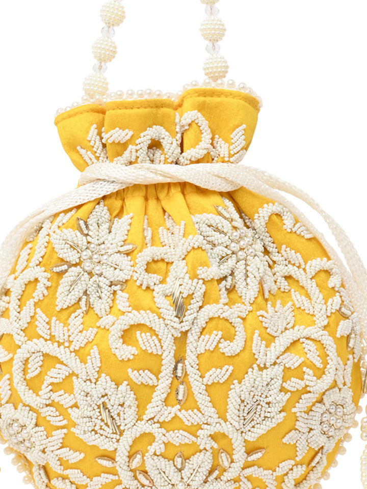 Rocia By Regal Yellow Women Embroidered Potli