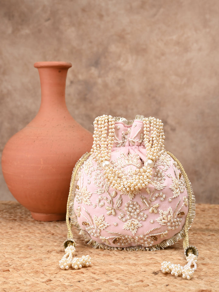 Rocia By Regal Pink Women Embroidered Potli