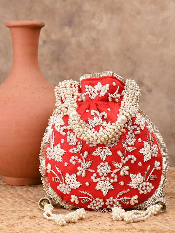 Rocia By Regal Red Women Embroidered Potli