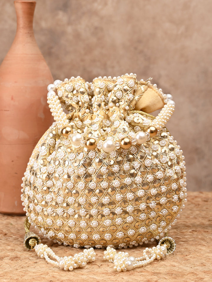 Rocia By Regal Gold Women Embroidered Potli