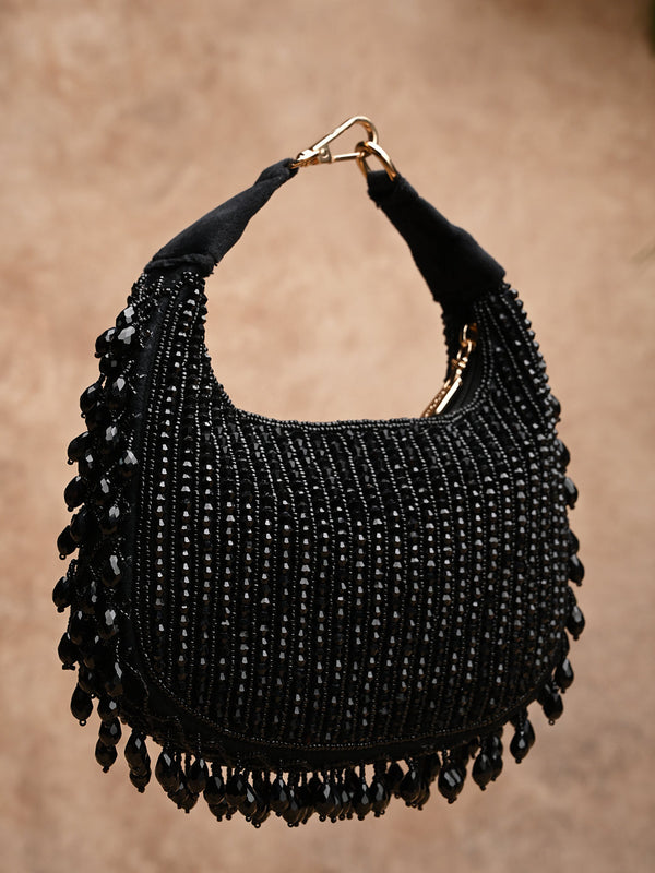 Rocia By Regal Black Women Crystal Work Handbag