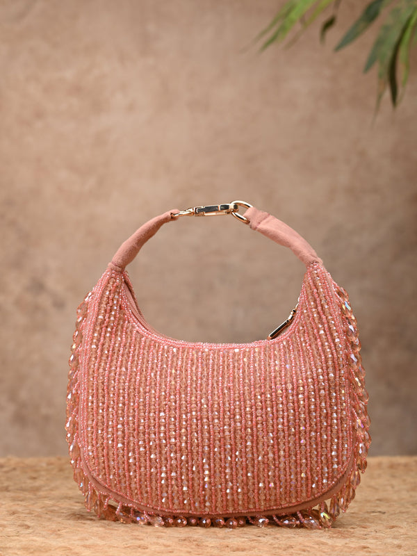 Rocia By Regal Pink Women Crystal Work Handbag