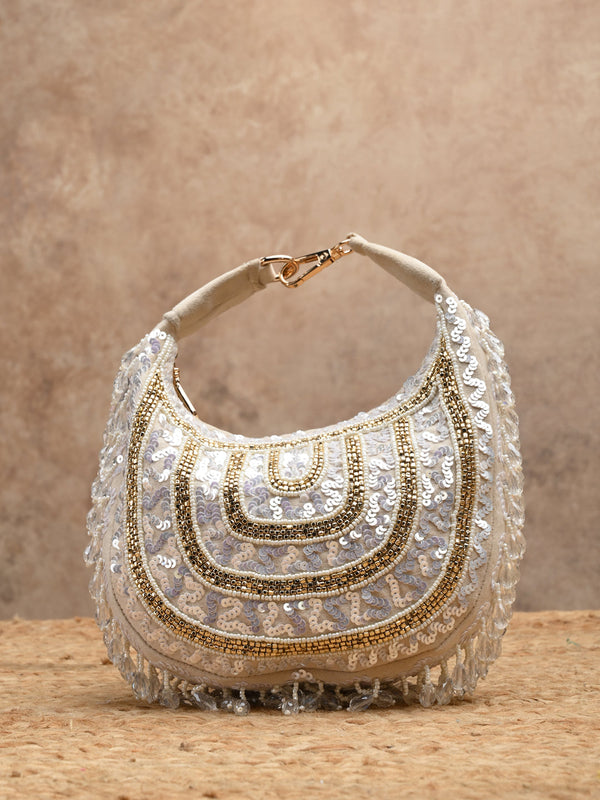 Rocia By Regal Cream Women Hand Embroidered Handbag