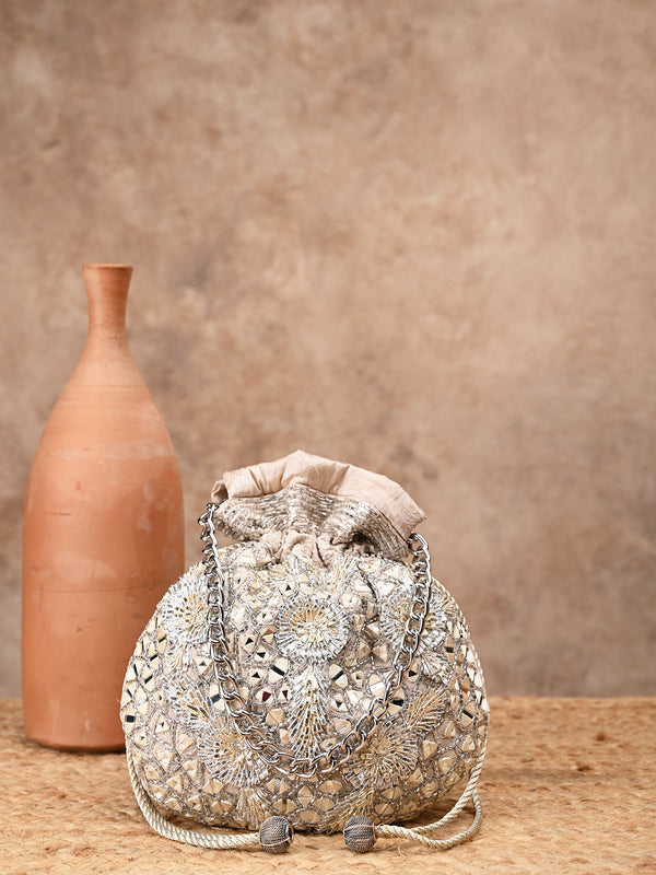 Rocia By Regal Nude Women Heavy Hand Embroidered Potli