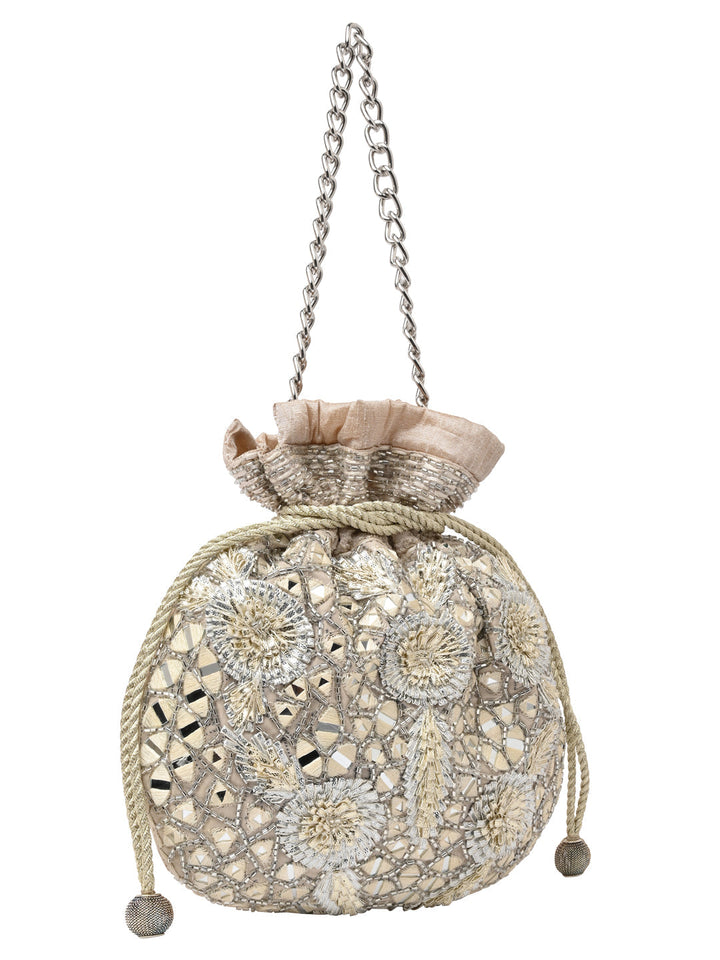 Rocia By Regal Nude Women Heavy Hand Embroidered Potli