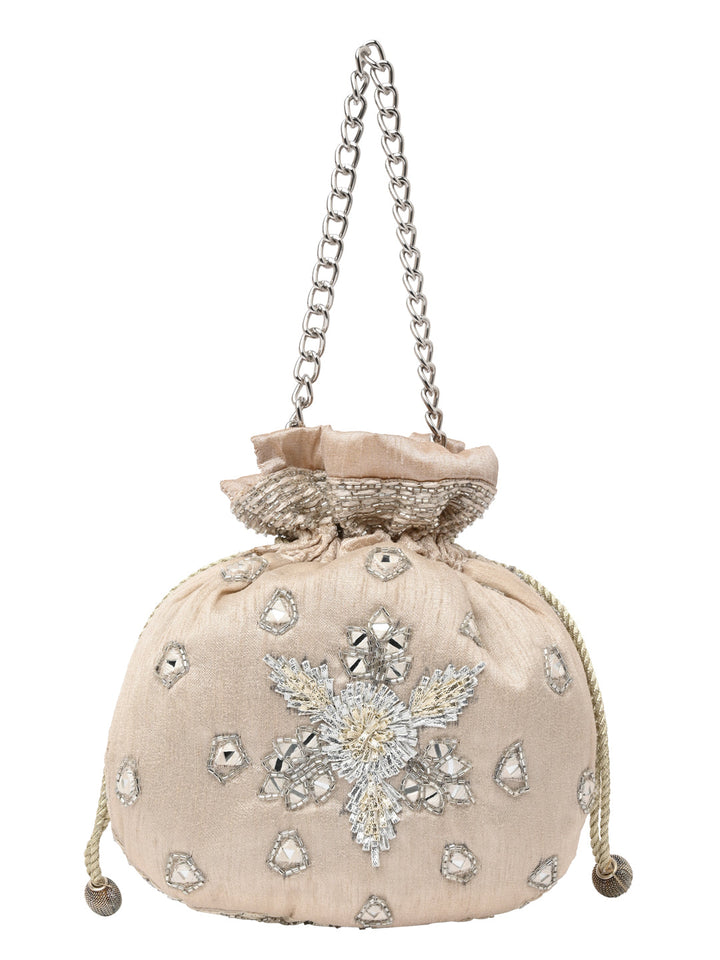 Rocia By Regal Nude Women Heavy Hand Embroidered Potli