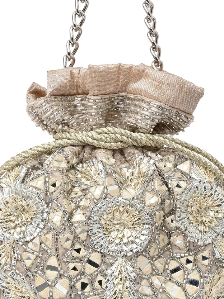 Rocia By Regal Nude Women Heavy Hand Embroidered Potli