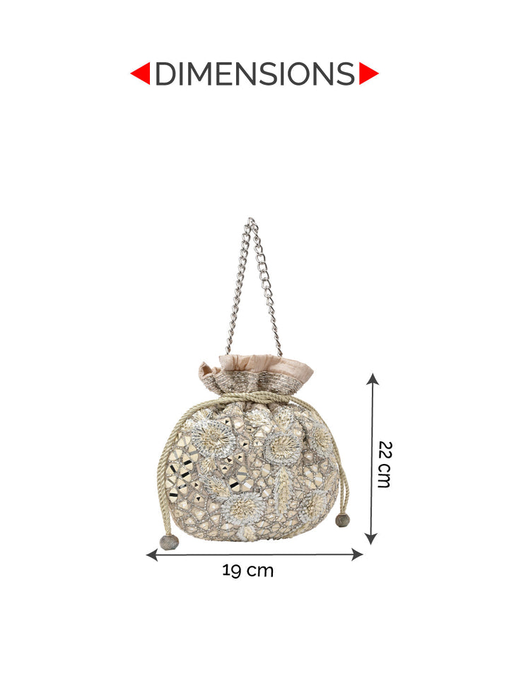 Rocia By Regal Nude Women Heavy Hand Embroidered Potli