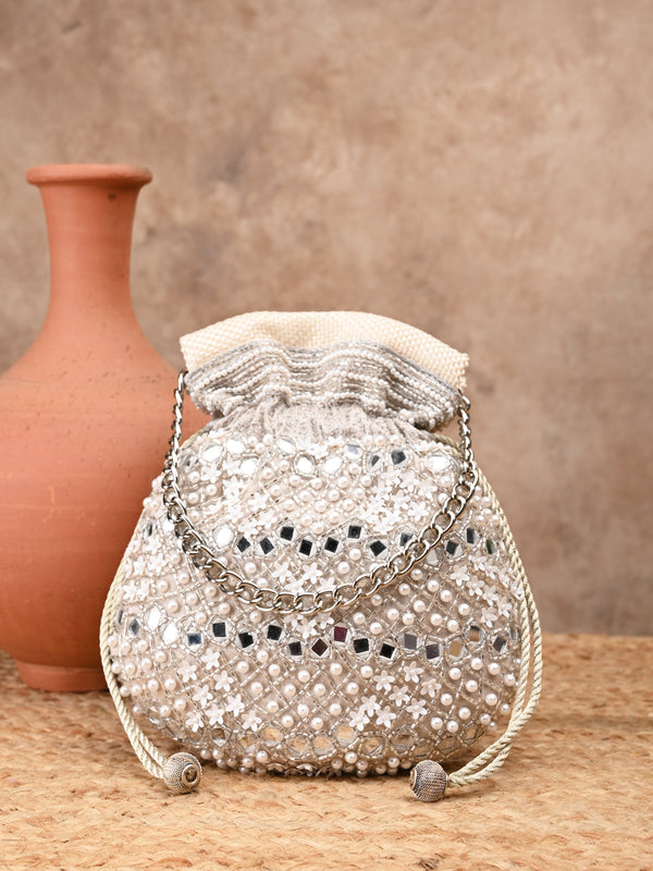 Rocia By Regal Nude Women Heavy Hand Embroidered Potli