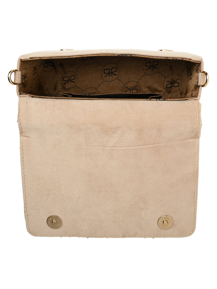 Rocia By Regal Golden Women Heavy Hand Embroidered Bag