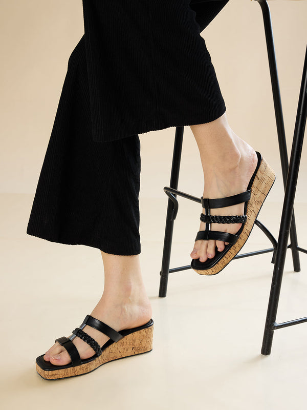 Rocia By Regal Black Women Casual Wedges