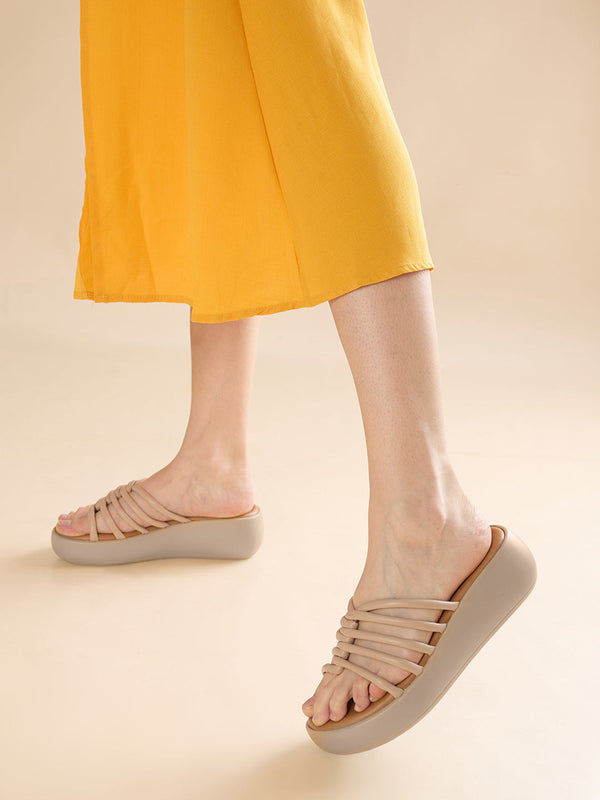 Rocia By Regal Beige Women Criss Cross Platforms