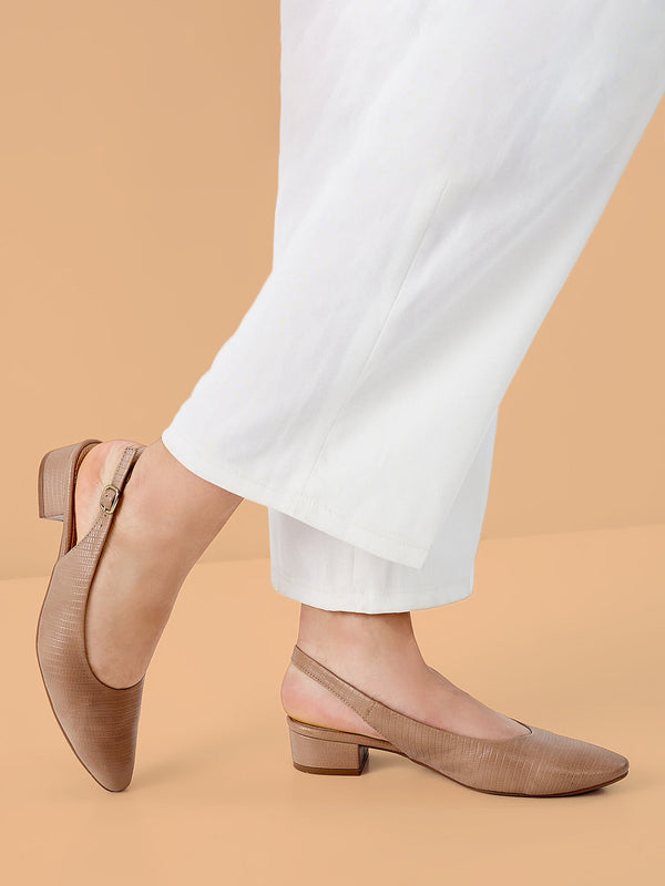 Rocia By Regal Taupe Women Textured Pu Sling Back Sandals