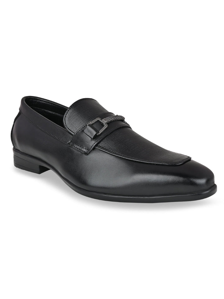 Regal Black Men Leather Buckled Slip-Ons
