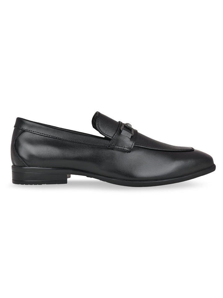 Regal Black Men Leather Buckled Slip-Ons