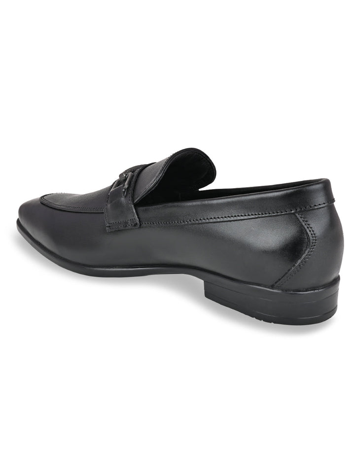 Regal Black Men Leather Buckled Slip-Ons