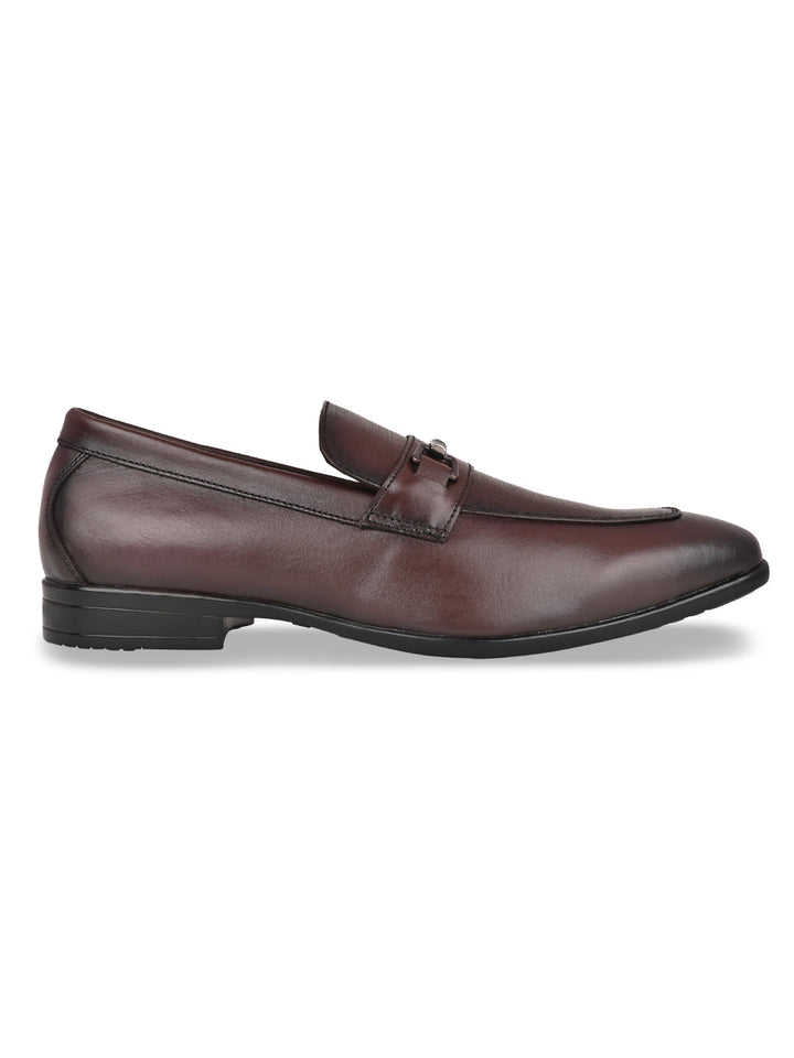 Regal Cherry Men Leather Buckled Slip-Ons