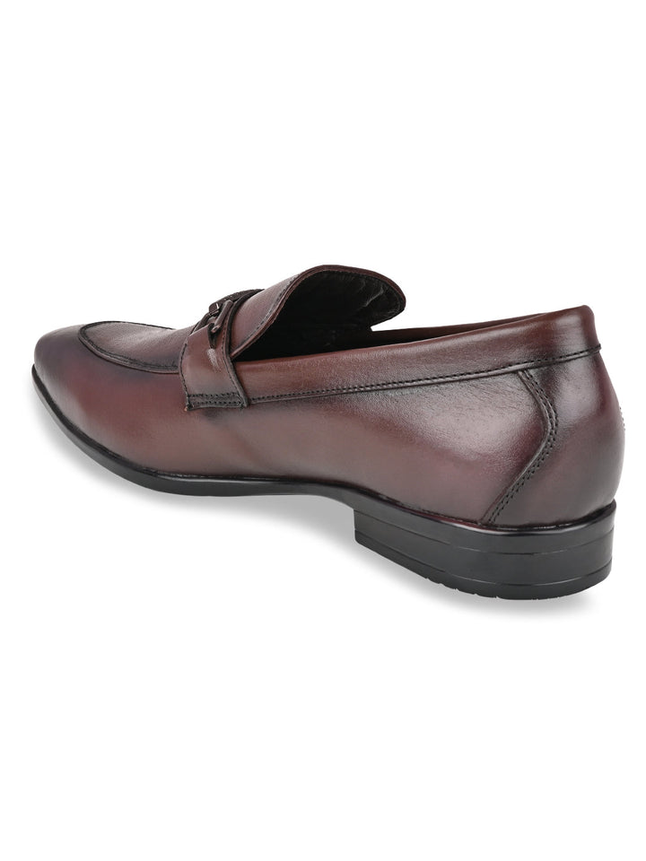 Regal Cherry Men Leather Buckled Slip-Ons