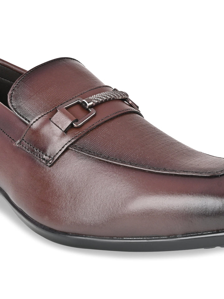 Regal Cherry Men Leather Buckled Slip-Ons