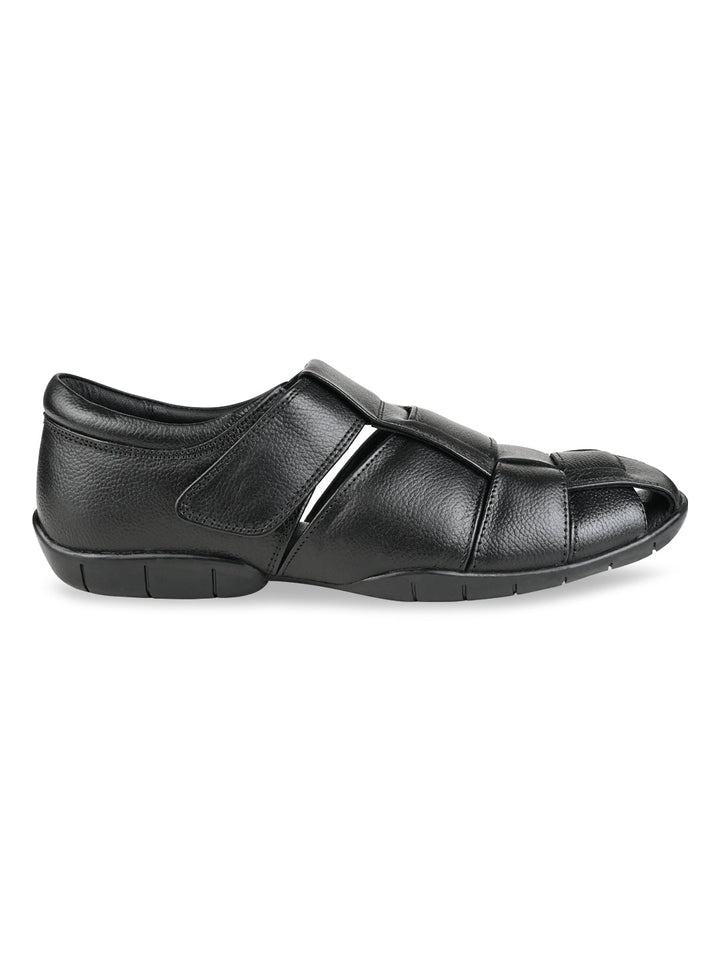 Regal Black Men Woven Leather Slip Ons
