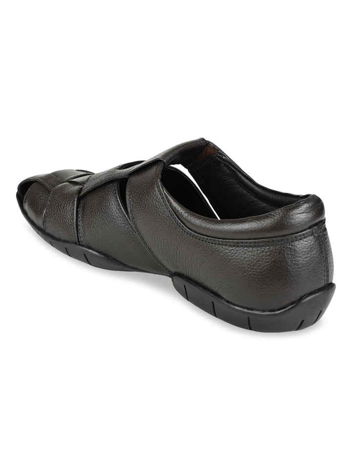 Regal Brown Men Woven Leather Slip Ons