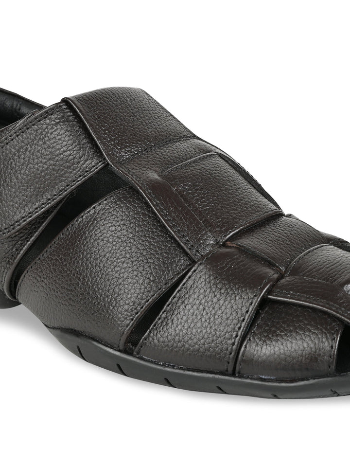 Regal Brown Men Woven Leather Slip Ons