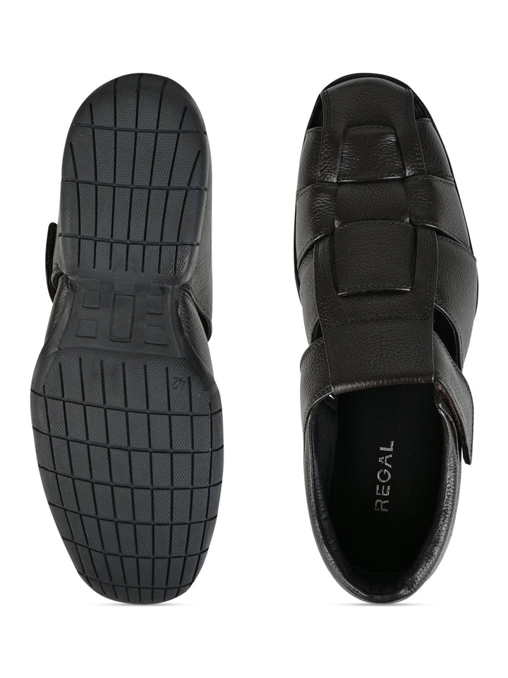 Regal Brown Men Woven Leather Slip Ons