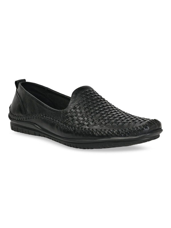 Regal Black Men Leather Woven Morris
